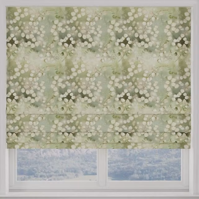 Ante Decor Lunaria Made to Measure Blackout Roman Blind in Earth Green Floral Design