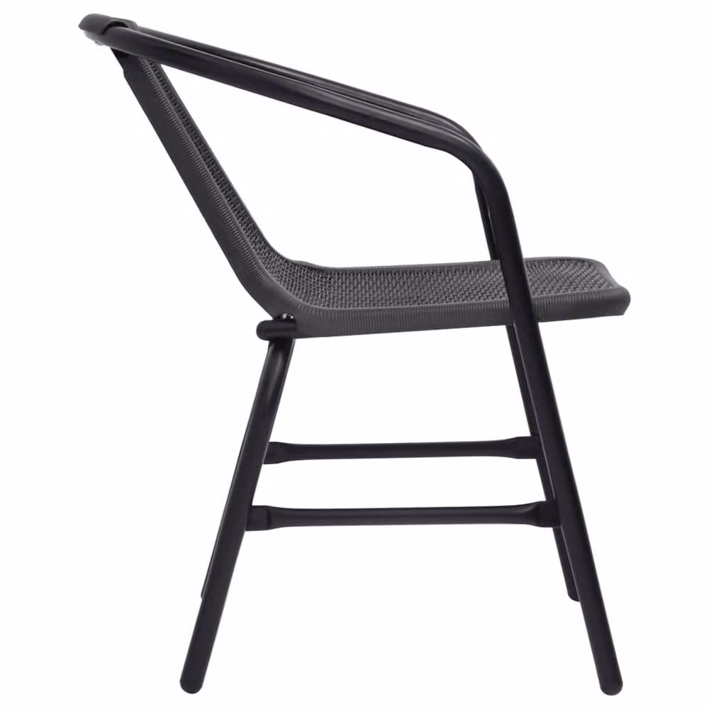 Berkfield Home Set of 6 Modern Black Plastic Rattan and Steel Garden Chairs – 4