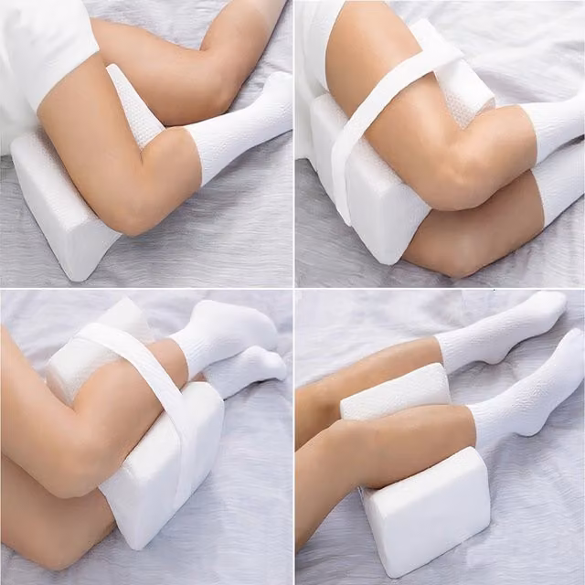 Gr8 Home White Memory Foam Leg and Knee Support Wedge Pillow with Removable Breathable Cover and Strap