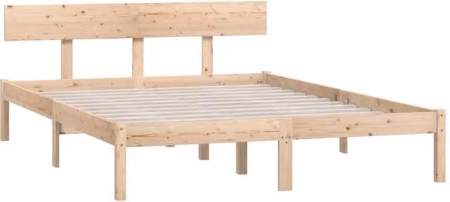 Berkfield Home Modern Solid Wood Pine Bed Frame in Beige, W/D/H: 120 x 200 cm