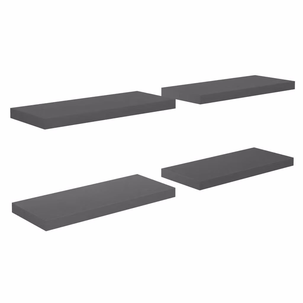 Berkfield Home Set of 4 Floating Wall Shelves in High Gloss Grey, W: 60 cm, D: 23.5 cm, H: 4 cm – 2