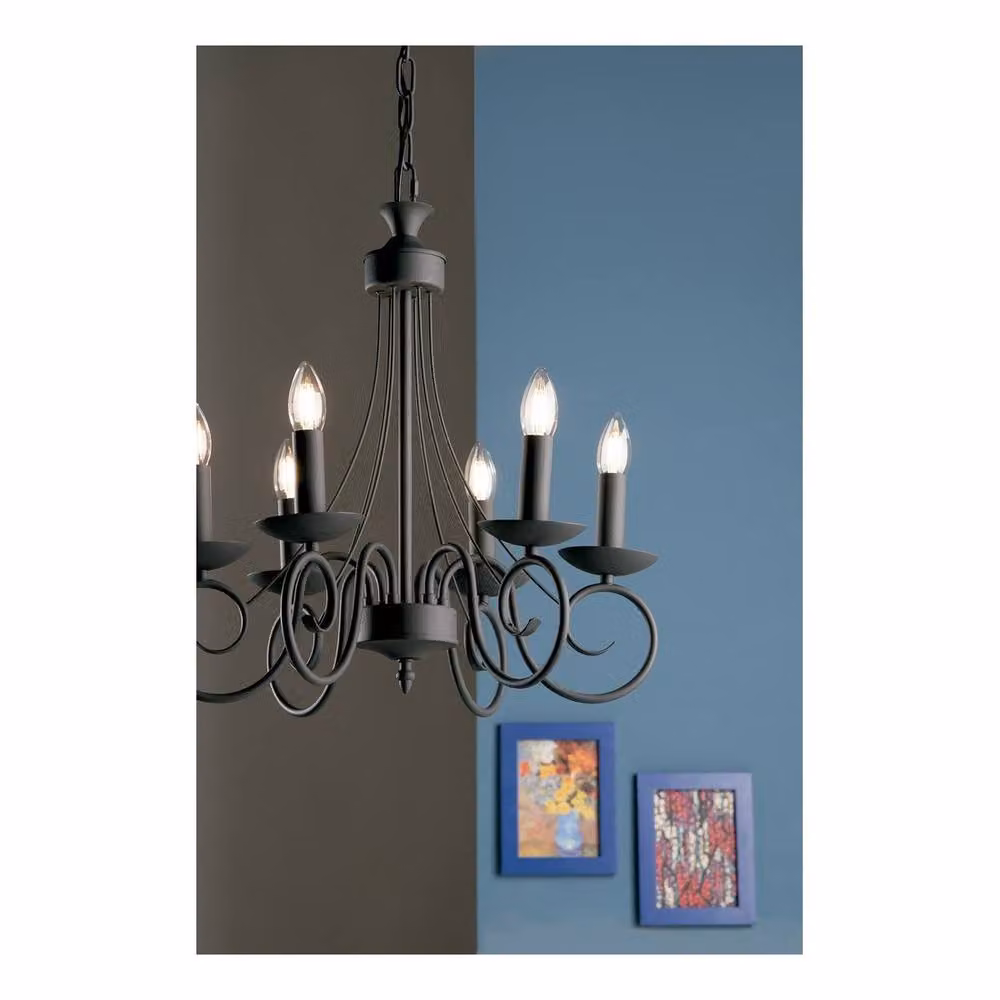 Netlighting BEATRICE 6 Light Modern Suspended Chandelier in Black, W: 50 cm, D: 52 cm – 2