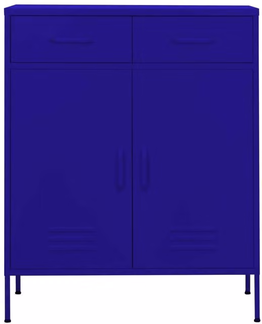 Berkfield Home Blue Metal Storage Cabinet with Doors and Drawers W/D/H: 80 x 35 x 101.5 cm