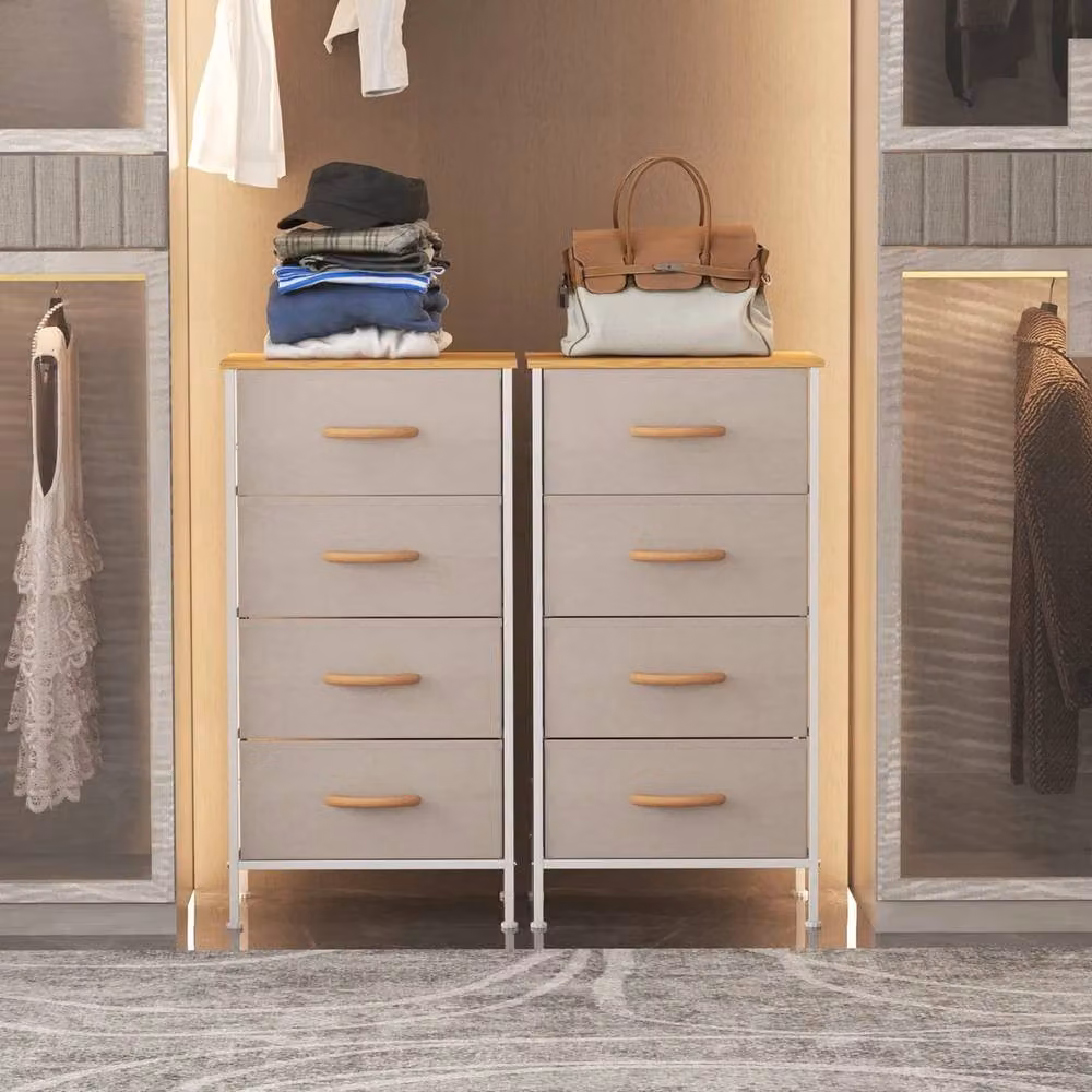 FORGEVIO Modern Multicolour Fabric Dresser with 4 Drawers – 2