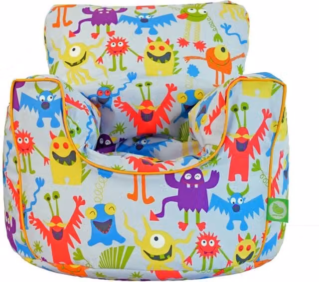 Bean Lazy Monsters Cotton Bean Bag Armchair for Toddlers in Grey and Multicolour Abstract Design