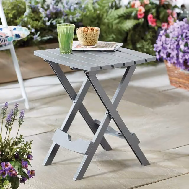 Coopers of Stortford Gainsborough Foldable Waterproof Occasional Table in Grey, W/D/H: 50.0 x 44.5 x 38.5 cm – 1