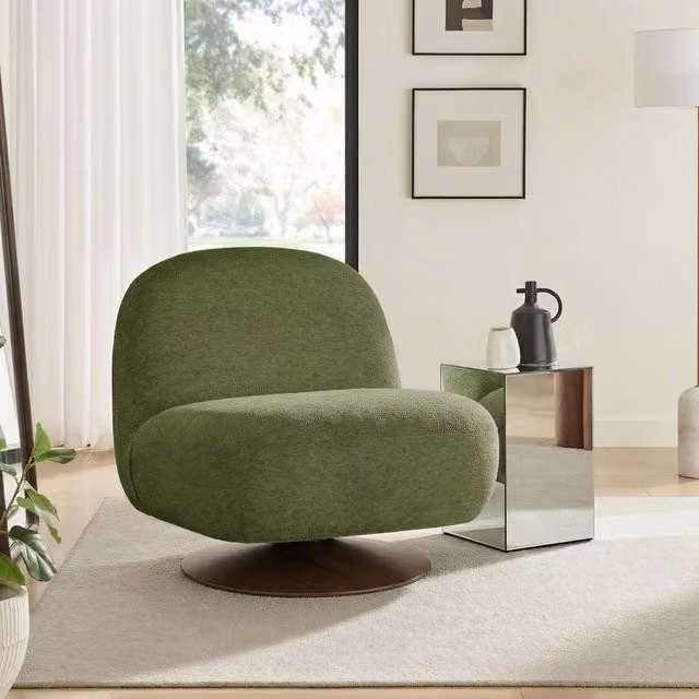 FurnitureboxUK Tilda Green Fabric Swivel Accent Chair with Armrests