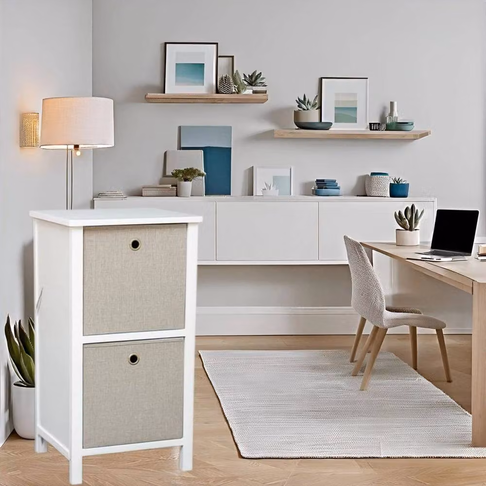 EONLION 2 Cube Storage Unit with Drawers in White – 2