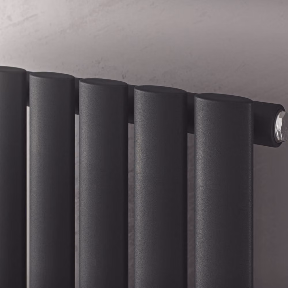 Bathroom Kingdom Nova Anthracite Single Oval Vertical Radiator, Grey, W: 60.0 cm, H: 99.0 cm – 2