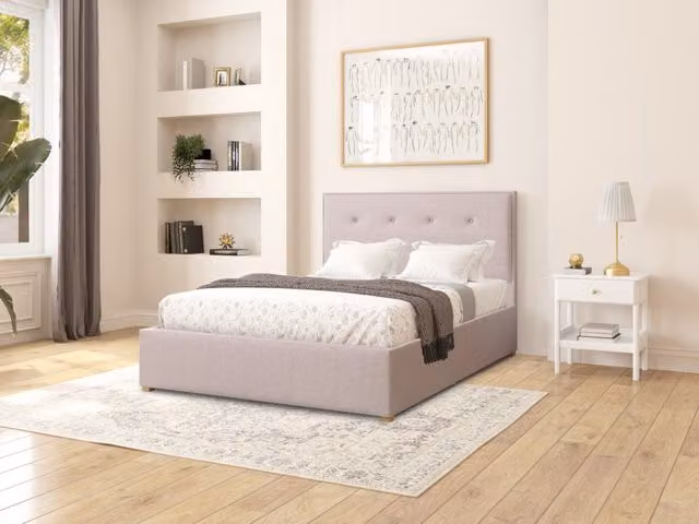 Aspire Presley Modern Upholstered Fabric Ottoman Bed in Grey