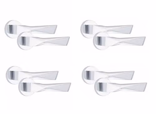 Golden Grace Aura Round Rose Door Handles in Polished Chrome, 4 Pairs – 1