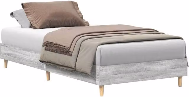 Berkfield Home Traditional Bed Frame in Grey Sonoma Engineered Wood, W/D/H: 90 x 200 cm