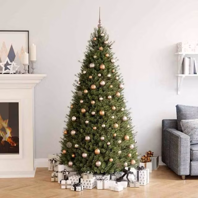 Berkfield Home 61 Piece Christmas Ball Set with Peak and 150 Multicolour LEDs in Gold/Brass