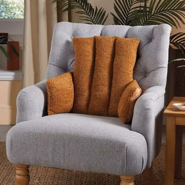 Coopers of Stortford Reversible Orange Teddy Fleece and Polyester Armchair Cushion, W/D/H: 45 x 45 x 45 cm – 1