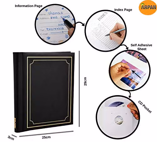 Arpan 2 Pack of Self Adhesive Large Photo Albums with Wiro Binder in Blue – 4