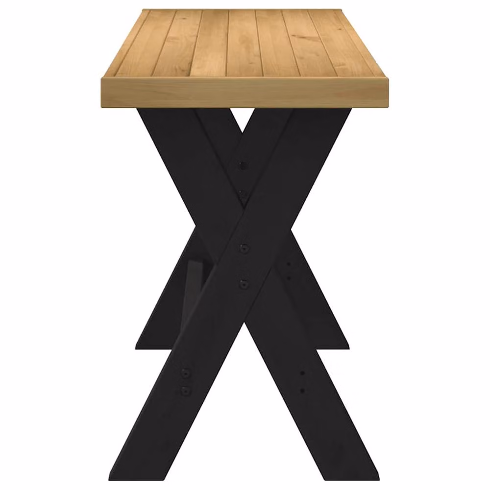 Berkfield Home NOAIN Writing Desk in Brown Solid Pine with X-Shaped Legs, W: 120 cm, D: 50 cm, H: 75 cm – 3