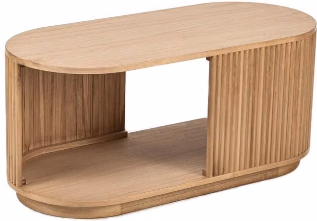 Nordlys Oval Wood Coffee Table with Storage in Brown