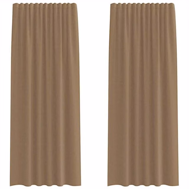 Berkfield Home Plain Transparent Voile Fabric Panel Curtains with Rod Pockets, 2 Pack, Brown – 1