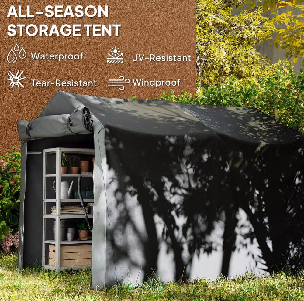 STILVORA Garden Storage Shed with Roll-up Sliding Door in Dark Grey – 5