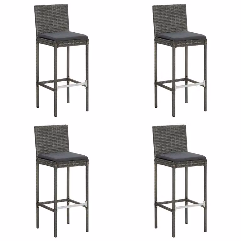 Berkfield Home 5 Piece Grey Poly Rattan Garden Bar Set with Cushions