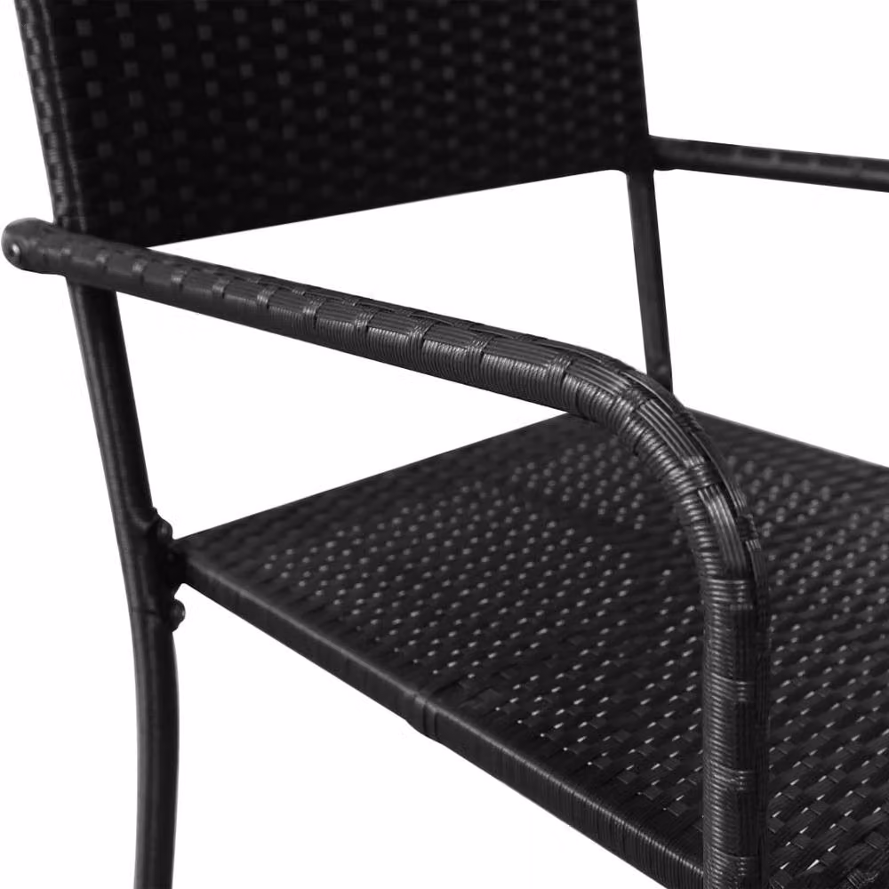 Berkfield Home Beautiful Garden Dining Chairs, Set of 2, Black Poly Rattan and Metal, Stackable – 4