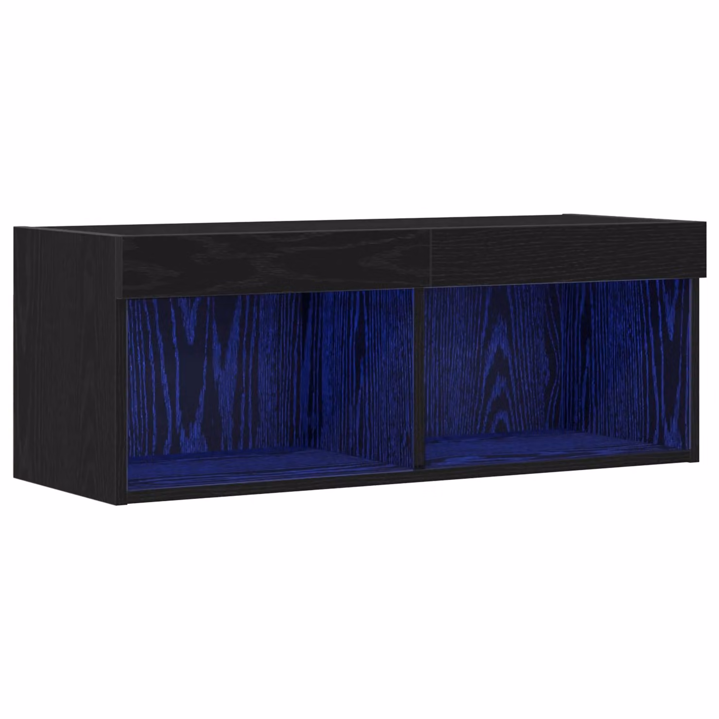 Berkfield Home Modern Wall Mounted TV Cabinet with Integrated LED Lights in Black Oak, W/D/H: 80 x 30 x 30 cm – 2