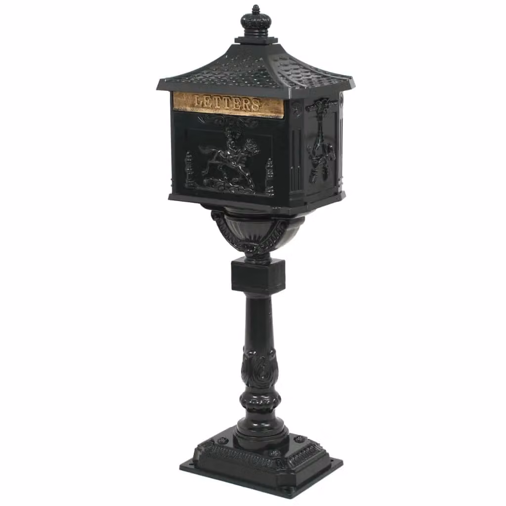 Berkfield Home Vintage Style Aluminium Pedestal Letterbox in Green – 2