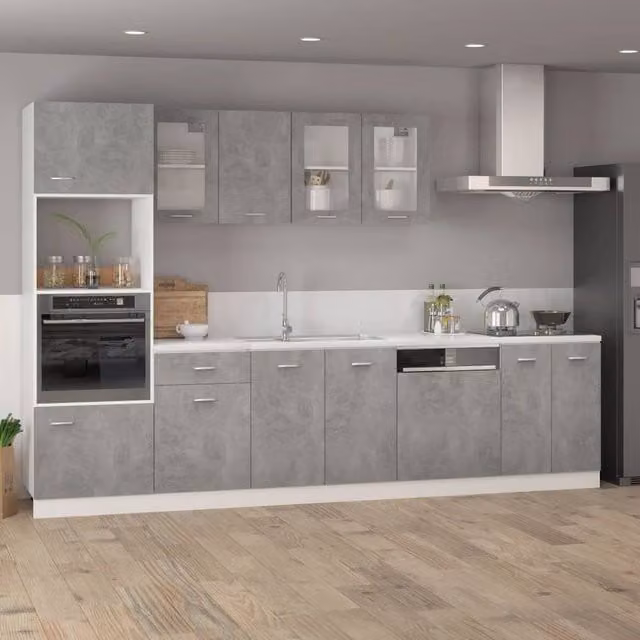 Berkfield Home Wall Mounted Hanging Cabinet in Concrete Grey, W/D/H: 39.5 x 31 x 60 cm – 1
