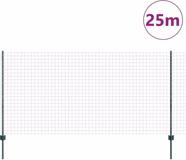 Berkfield Home Green Euro Fence with 11 U-Profile Posts, Steel, 2 x 25 m