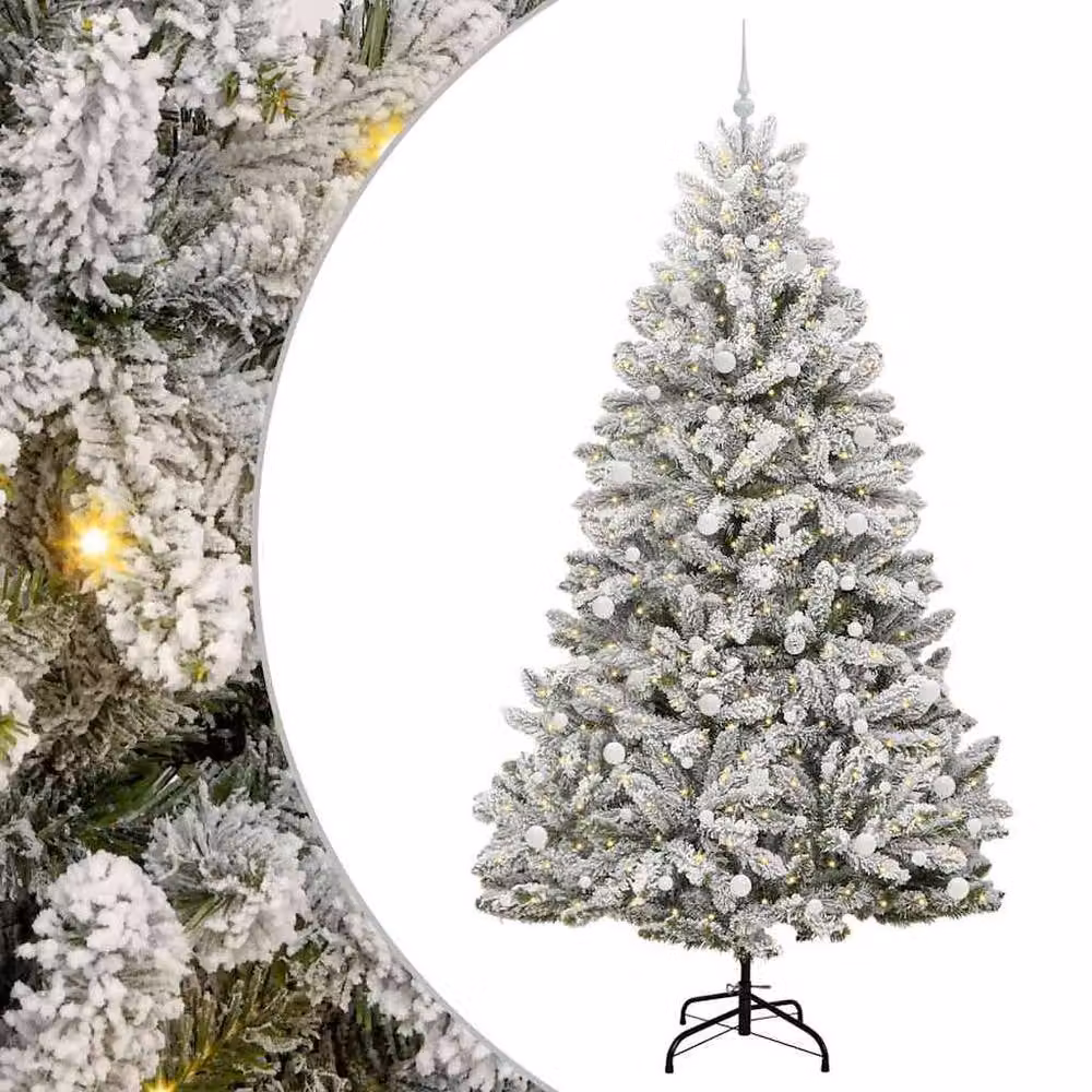 Berkfield Home Elegant Artificial Christmas Tree in Green and White, Height: 240 cm – 2