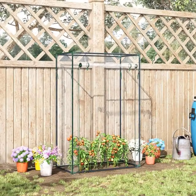 Outsunny Transparent and White PVC Greenhouse with Steel Frame, W/D/H: 100 x 50 x 150 cm