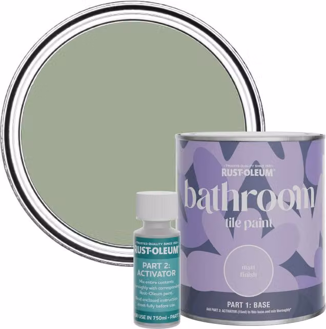 Rust-Oleum Bramwell Bathroom Tile Paint in Matt Finish, Green, 0.75 l