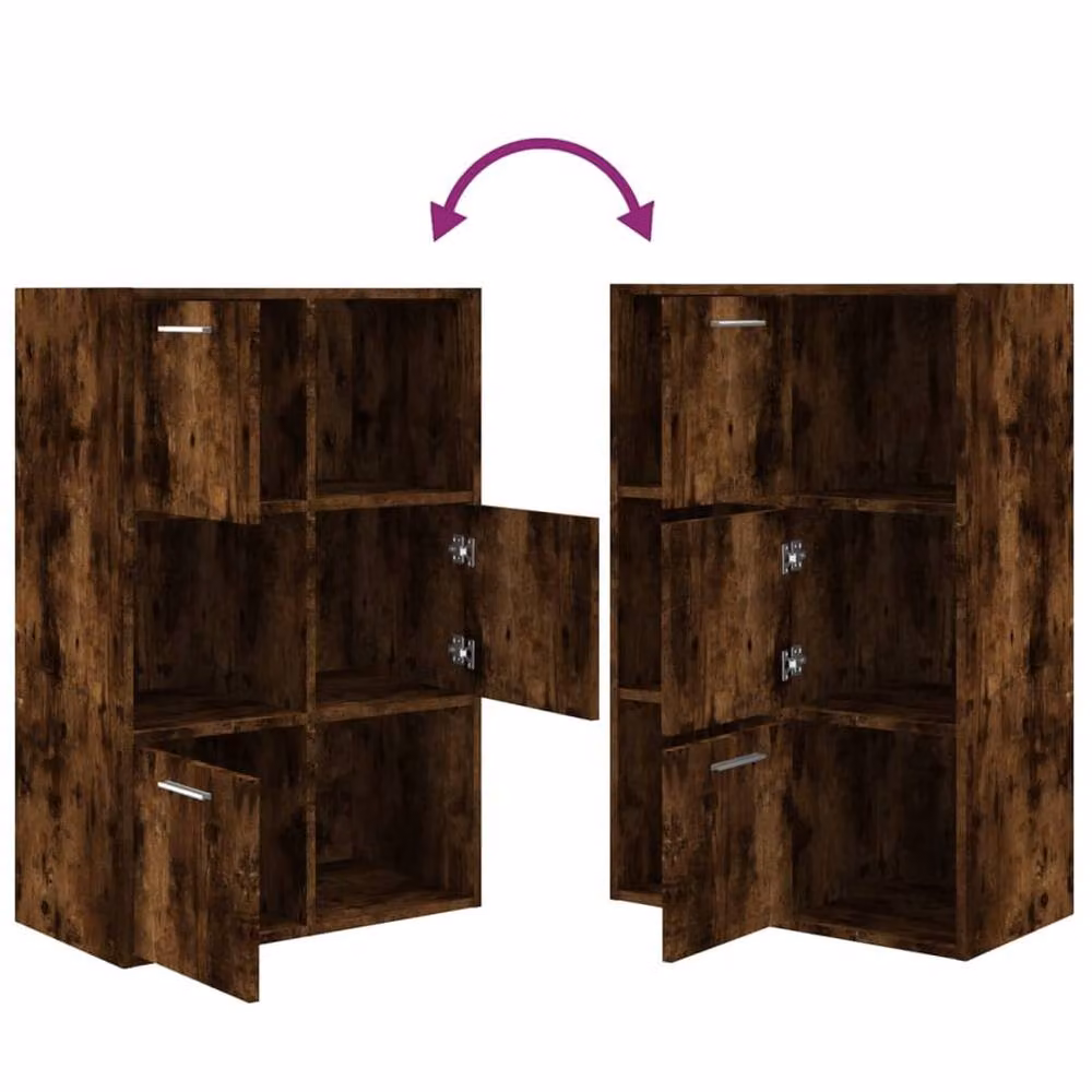 Berkfield Home Modern Smoked Oak Storage Cabinet in Brown, W/D/H: 60 x 29.5 x 90 cm – 4
