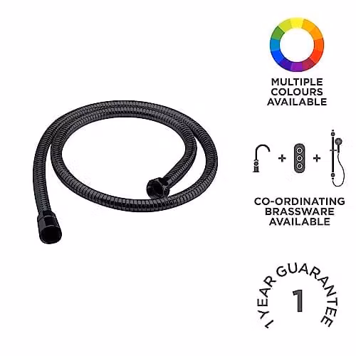 nuie A491B Modern Brass Shower Hose, 1.5m, Matt Black – 2