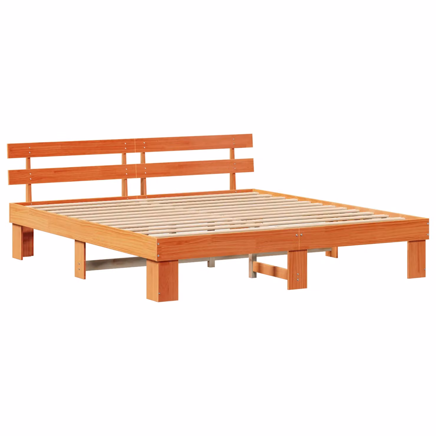 Berkfield Home Brown Solid Wood Pine Bed Frame with Headboard W/D/H: 180 x 200 x 73 cm – 2