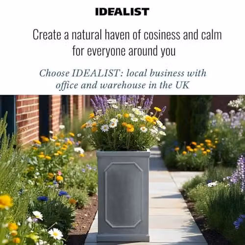 IDEALIST Large Grey Stone Faux Lead Reinforced Planter, Height: 64 cm, 62L – 9