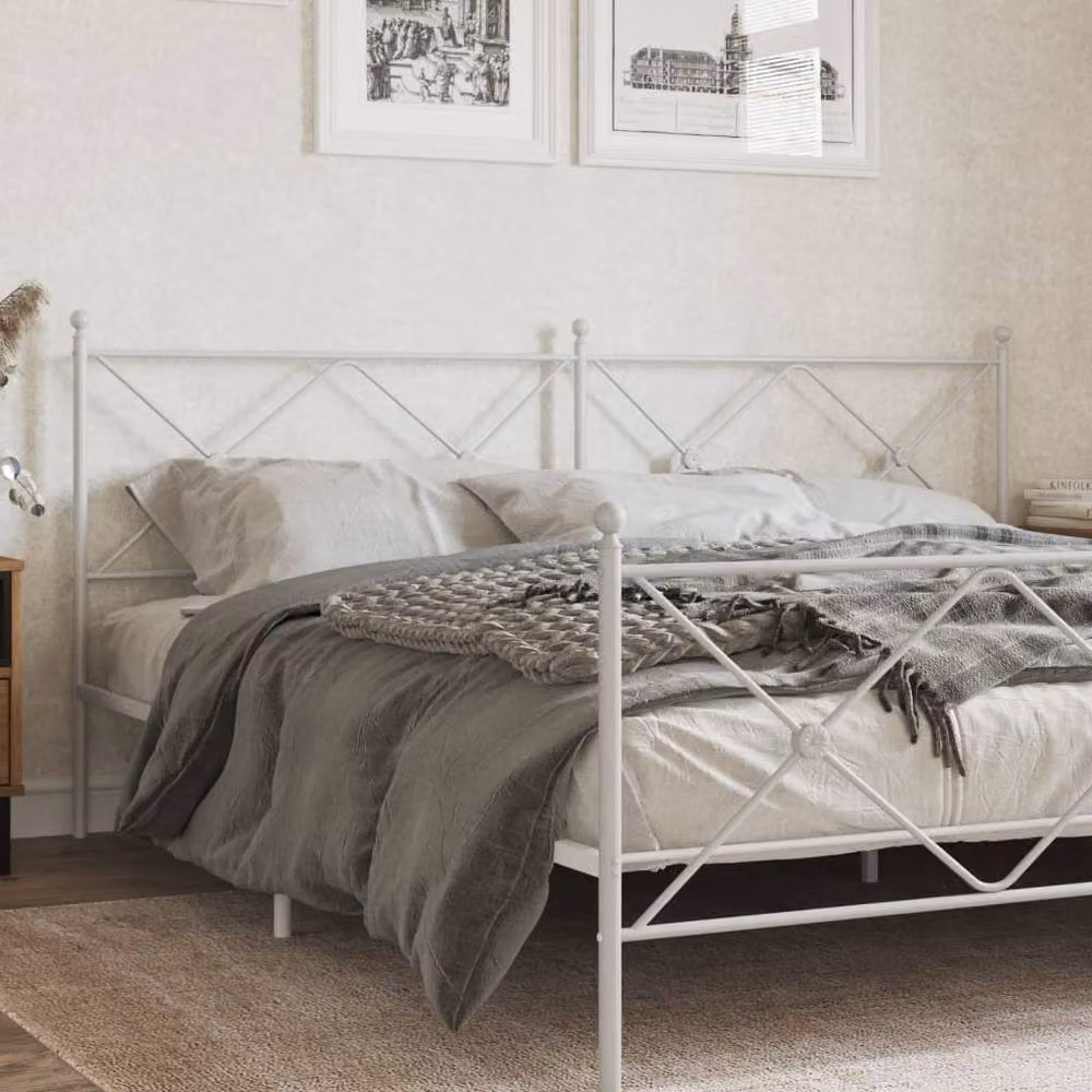 Berkfield Home Classic Metal Headboard in White, 193 cm – 2