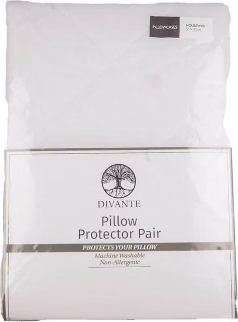 Divante Pair of White Cotton and Polyester Pillow Protectors