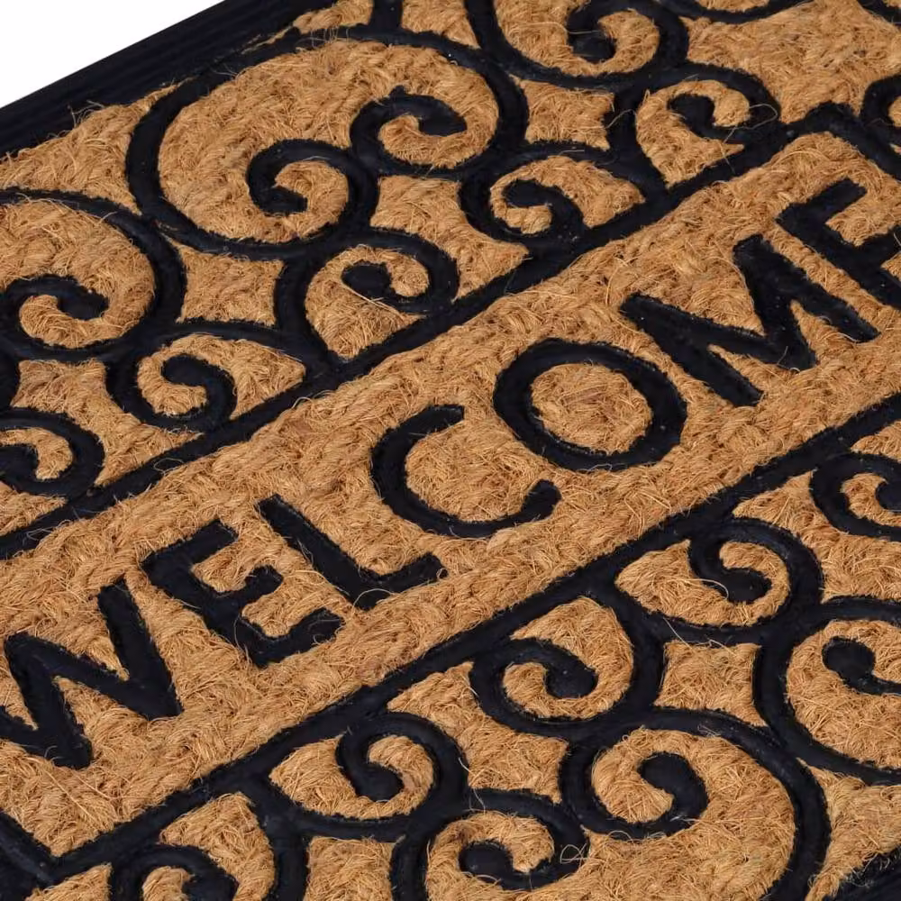 Berkfield Home Semicircular Half Round Door Mat in Brown and Black, Rubber and Coir, W: 75 cm, D: 45 cm – 3