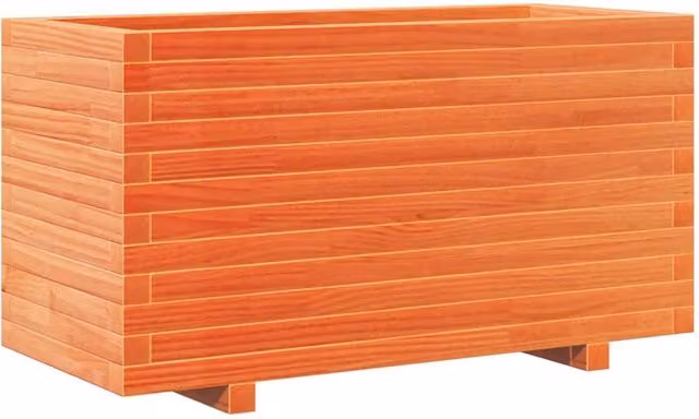 Berkfield Home Garden Wax Brown Solid Wood Pine Planter W: 90 cm, D: 40 cm, H: 49.5 cm – 1