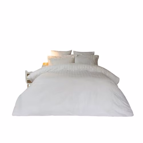 Belledorm Samara White Seersucker Cotton Blend Double Duvet Set with Pillowcases