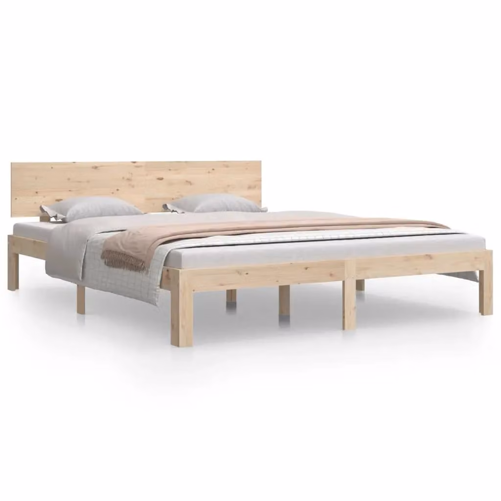 Berkfield Home Solid Wood Pine Bed Frame, Brown, W: 160 cm, D: 200 cm – 2