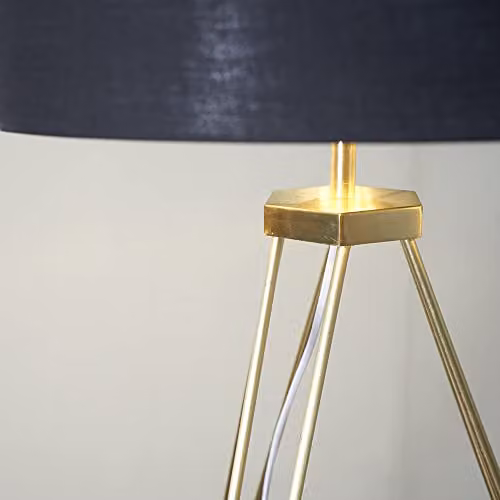 ValueLights Modern Gold Tripod Floor Lamp with Black and Gold Drum Shade – 3