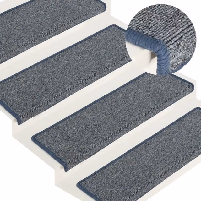 Berkfield Home Self-Adhesive Carpet Stair Treads, 15 Piece Set in Purple and Blue, W: 65 cm, D: 21 cm, H: 4 cm – 1