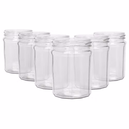 Argon Tableware Glass Screw Top Jam Jars, 380ml, Set of 6, Transparent – 1