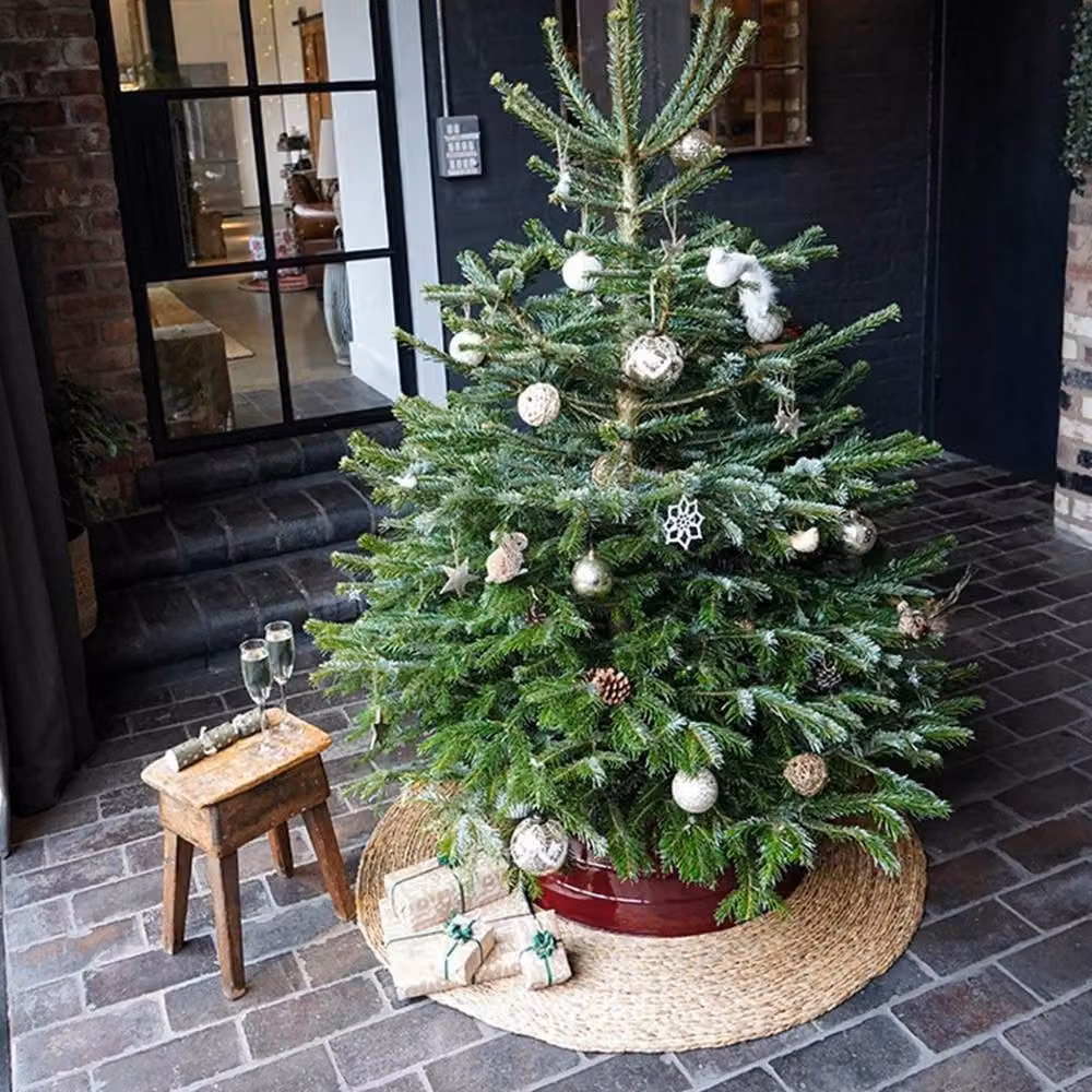 Lemon Pavilion Seagrass Christmas Tree Mat, Brown, W: 120 cm, D: 120 cm, H: 1.3 cm – 2