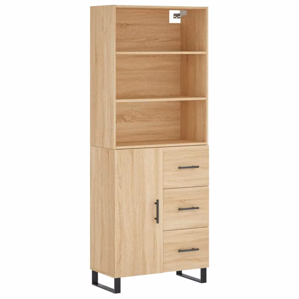 Berkfield Home Sonoma Oak Highboard in Brown, W/D/H: 69.5 x 34 x 180 cm – 2