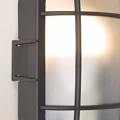 MiniSun Modern Black Round Bulkhead Outdoor Wall Light – 3