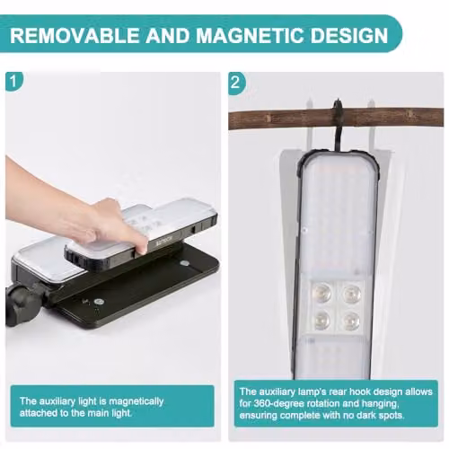 KOOLITE 3000LM Dimmable LED Rechargeable Work Light with Adjustable Tripod Stand, Black 3-in-1 Emergency Floodlight, Height: 200 cm – 5
