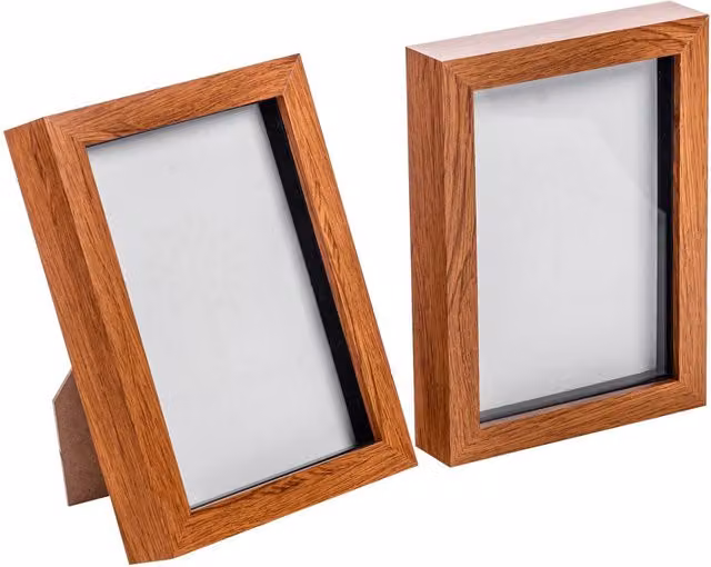 Nicola Spring Pack of 2 Modern Rectangular 3D Box Photo Frames, Brown, W/H: 12.7 x 12.7 cm